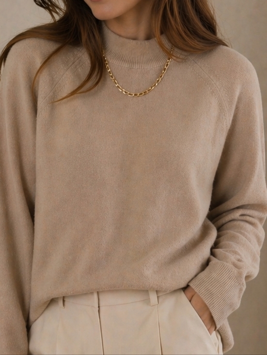 Stitches In Time Sweaters - Classic Crewneck Sweater in Beige